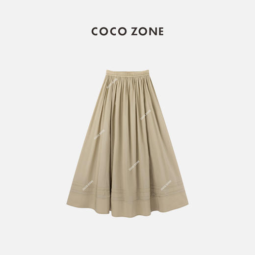 COCO ZONE"艾米半裙”夏季气质松紧腰显瘦半身裙复古简约A字中长裙CC1B0989 商品图0