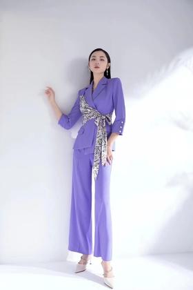 Le Malene 通勤撞色西装阔腿裤套装 15926