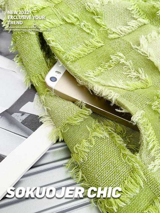 夏季【格纹流苏须边休闲短裤】时尚设计感 气质洋气高腰a字阔腿裤  商品图3