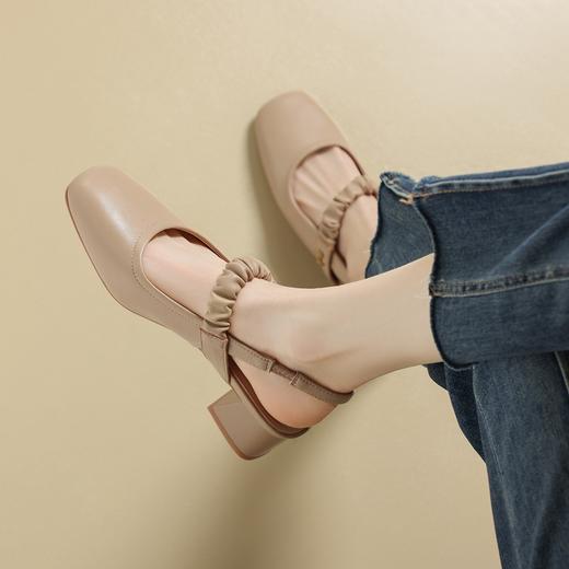 ZHR则则法式粗跟单凉鞋2024新款时尚百搭单鞋气质时装包头凉鞋女 商品图3