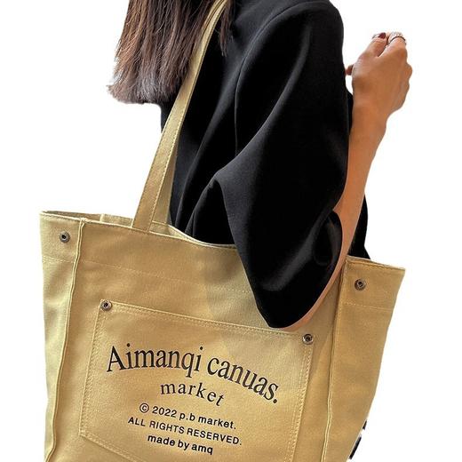 【小众出门不撞包！大容量帆布包包】满满质感早八上班通勤托特包，轻奢休闲包L 商品图4