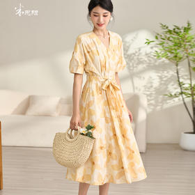 剩S/M/XL 米思阳2024夏季新款法式优雅气质短袖连衣裙时尚收腰大摆裙女2317