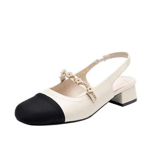 ZHR则则包头凉鞋女2024新款网红小香风珠链绊带凉鞋镂空玛丽珍鞋 商品图4