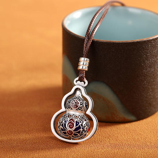 【福禄思怀】足银999银烧蓝福葫芦镂空转动吊坠【RP-XL70200】 商品图2