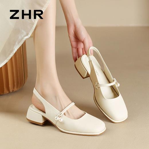 ZHR则则气质百搭包头凉鞋2024新款时尚玛丽珍单鞋ins法式珍珠女鞋 商品图5