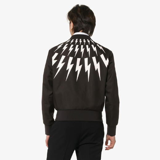 NEIL BARRETT 尼奥.贝奈特 男士闪电徽标印花拉链外套 黑色 PBSP297S L015C 524 商品图1