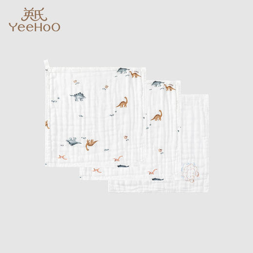英氏宝宝手帕小恐龙手巾口水巾纯棉亲肤新款YMJSJ0P161A 商品图0