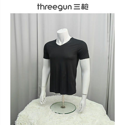 Threegun三枪【匠心系列-120支丝柔皮马棉】无痕V领短袖男士T恤衫-22815A921 商品图4