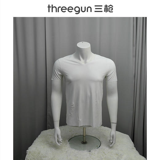 Threegun三枪【匠心系列-120支丝柔皮马棉】无痕V领短袖男士T恤衫-22815A921 商品图6