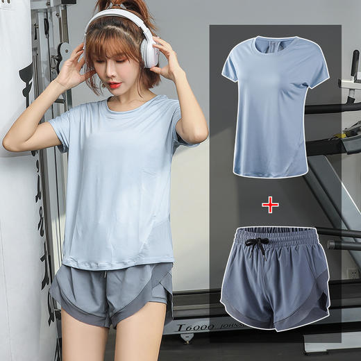 【三件套搭配！瑜伽服短裤套装】夏天薄款跑步运动套装，柔软亲肤，耐磨耐穿，速干网红健身服宽松瑜伽服女L 商品图10