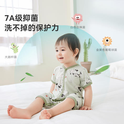 i-baby/英伦宝贝 恒温抑菌针织短袖连体衣 包屁衣新生儿爬服睡衣哈衣 商品图2