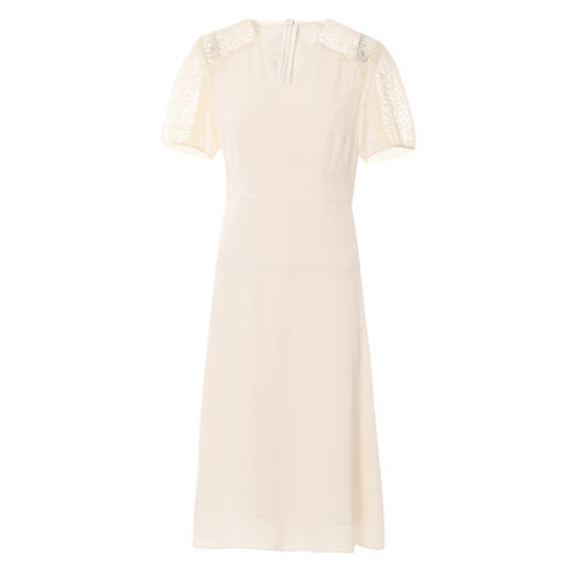 EITIE爱特爱夏季新款优雅气质镂空蕾丝泡泡袖收腰连衣裙女7407113 商品图6