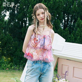 两三事寄夏予你2024夏季新款度假风多层次蕾丝荷叶边吊带背心女