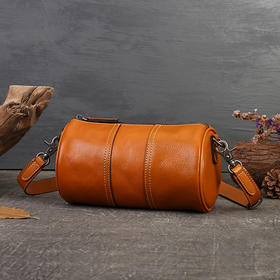 【头层牛皮❗️高级感圆筒女包】细节感满满，轻奢单肩斜挎包，复古真皮大容量复古国风枕头包女，送女友母亲节情人节礼物L新年礼盒年货礼盒