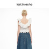 lost in echo2024春夏新品设计师款一字肩荷叶边白色上衣短袖T恤 商品缩略图3