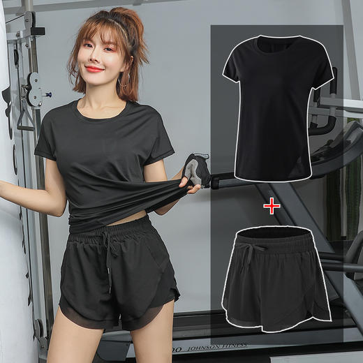 【三件套搭配！瑜伽服短裤套装】夏天薄款跑步运动套装，柔软亲肤，耐磨耐穿，速干网红健身服宽松瑜伽服女L 商品图8