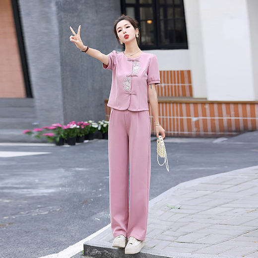 气质时尚复古新中式风刺绣设计高级感两件套MYH113 商品图3