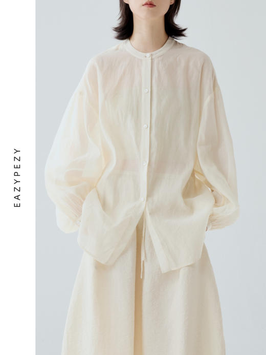 2024SS 虞美人真丝欧根纱宫廷袖衬衫 商品图0