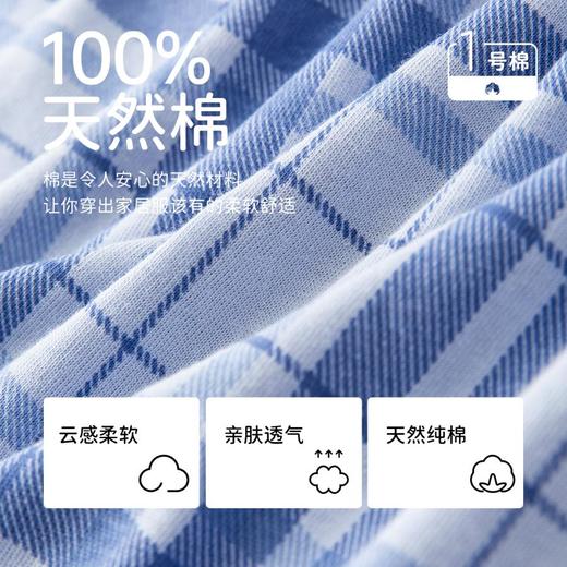 3部顶瓜瓜女士纯棉短袖千屿蓝格睡裙APW23251 商品图2
