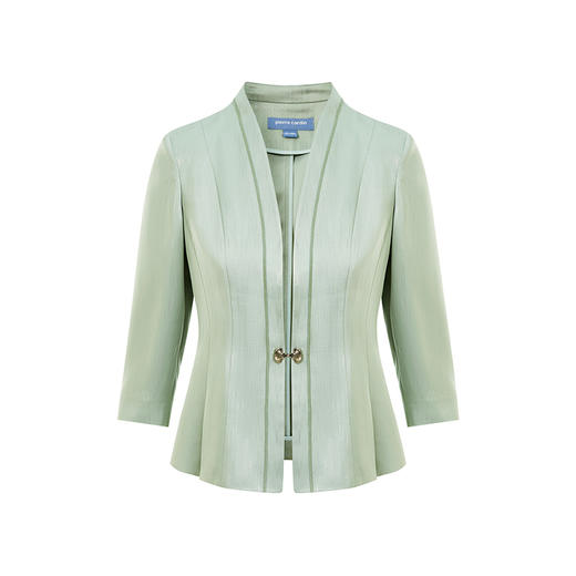 皮尔卡丹女装春季新款绿色白色长袖西服外套精致上衣C41UL04
 商品图3