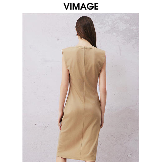VIMAGE纬漫纪2024夏季新款时尚通勤无袖收腰显瘦连衣裙V2107728 商品图5