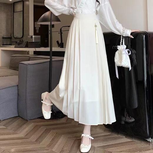 6.22断码清→新中式马面裙8821 压皱垂感高腰显瘦半身裙-喜出（无吊坠流苏） 商品图0