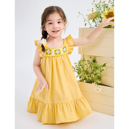 笛莎Deesha 小童连衣裙2024年新款小飞袖连衣裙 商品图2