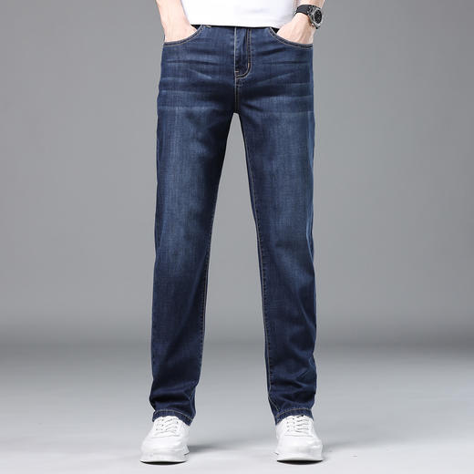 罗蒙春夏轻薄透气弹力牛仔裤男后袋绣标男裤直筒裤子男 商品图1