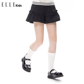 ELLEKIDS 童装 抗皱木耳边拼接法式短裤