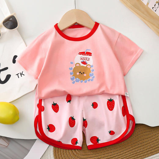 【49.9/2套】儿童短袖套装纯棉夏季新款男童t恤短裤宝宝夏装韩版女童衣服童装聚 商品图1