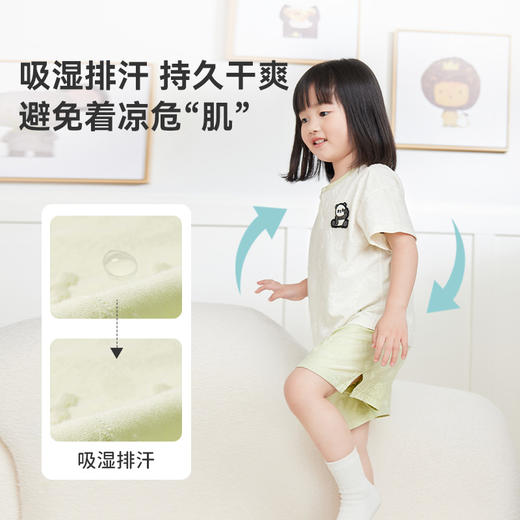 i-baby/英伦宝贝恒温抑菌针织小蘑菇短袖家居服套装 短袖短裤睡衣春夏季薄款 商品图3