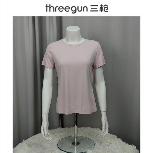 Threegun三枪 【凉感木代尔】圆领短袖女T恤衫打底衫-2L084A021 商品图3