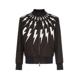 NEIL BARRETT 尼奥.贝奈特 男士闪电徽标印花拉链外套 黑色 PBSP297S L015C 524