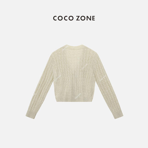 COCO ZONE"奶茶开衫“莱赛尔麻混纺V领针织开衫时尚长袖气质上衣CC1A0553 商品图1