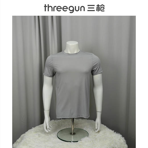 Threegun三枪 【凉感木代尔】圆领短袖男士T恤衫打底衫-2L083A021 商品图12