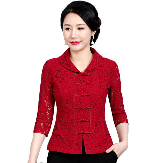 上海旗袍厂娃娃领旗袍女上衣新款2024年春夏中年妈妈装婚宴礼服套装裤两件套 商品图4