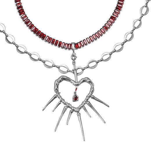 个性夸张爱心项链女组装拼接链条轻奢暗黑系原创锁骨链吊坠可拆卸221YX0020 商品图4