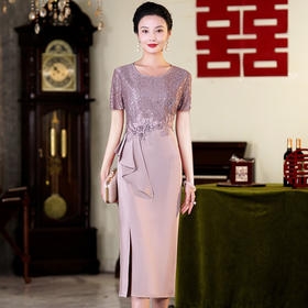 上海旗袍厂晚礼服2024年春夏新款旗袍亮片连衣裙优雅气质