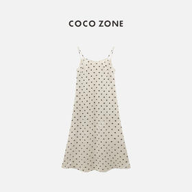 COCO ZONE“一一自留”复古法式波点撞色吊带连衣裙女显瘦气质长裙CC1B0939