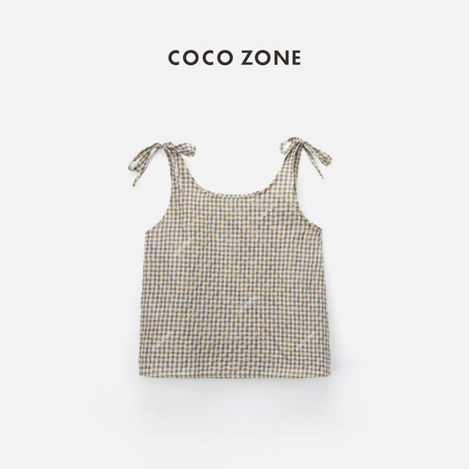 COCO ZONE“贝拉”夏季拼色格子背心吊带设计感外穿显瘦无袖上衣CC1B0990 商品图0