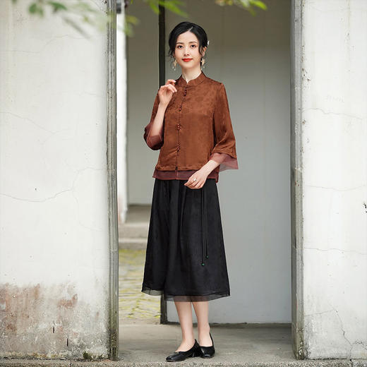 中式盘扣红云纱改良旗袍上衣TX865 商品图5