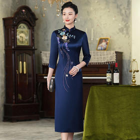 上海旗袍厂【9949】高贵喜婆婆婚宴装礼服气质年轻妈妈喜服醋酸旗袍平时可穿