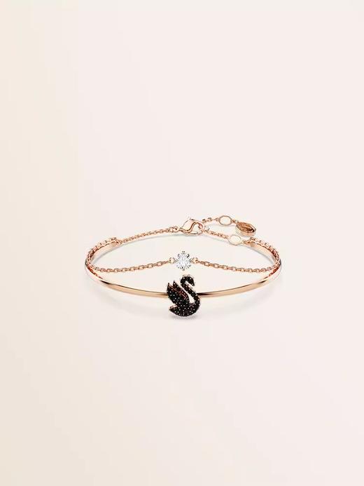 【此沙同款系列】施华洛世奇 Swan手镯黑色天鹅镀玫瑰金手链 商品图2