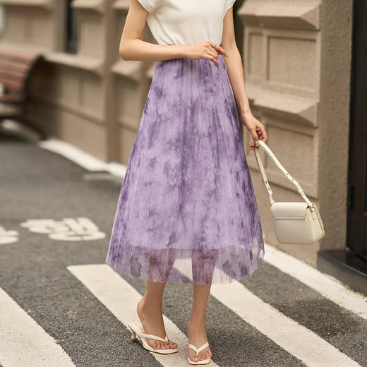 【压褶半裙】2025夏季百搭显瘦高腰百褶半身裙优雅裙子5P24BI0666 商品图3