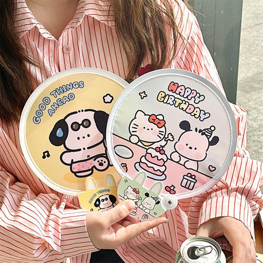 【19.9/任选4件！】可爱折叠团扇少女心便携折叠扇，户外随身布面迷你圆扇款式时尚百搭好看-lm！-QQ  商品图2