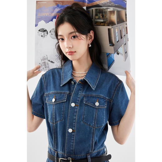 【严选】诗凡黎牛仔裤工装风连体裤子女2024春夏新款复古时髦减龄SF4491161 商品图3