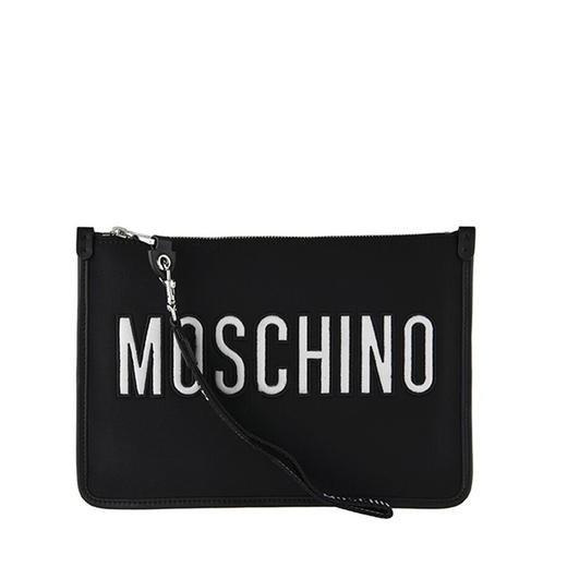 MOSCHINO 莫斯奇诺 女士字母徽标手拿包 黑色 8403 8206 3555 商品图0