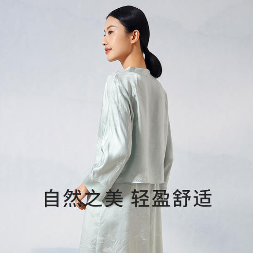 【水墨韵味】金三塔新中式100%桑蚕丝刺绣外披优雅可外穿真丝短袍女  YSFEB701 商品图3
