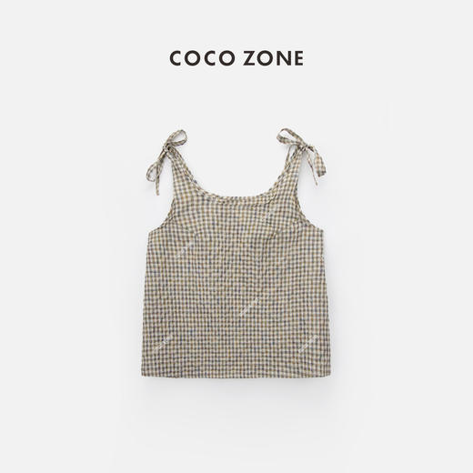 COCO ZONE“贝拉”夏季拼色格子背心吊带设计感外穿显瘦无袖上衣CC1B0990 商品图1