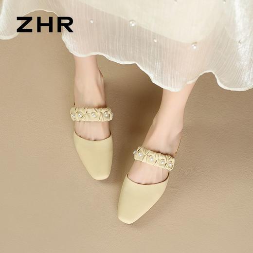 ZHR则则法式珍珠穆勒拖鞋2024新款时尚百搭包头拖鞋气质半拖女鞋 商品图7